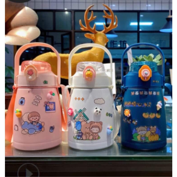 Bình Đá Giữ Nhiệt Cute, Bình Giữ Nhiệt Kèm Ống Hút
