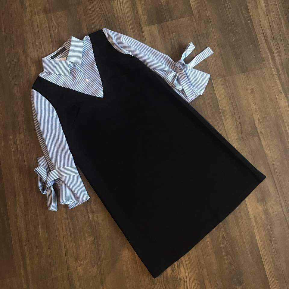 Đầm bầu tay nơ thiết kế - V013