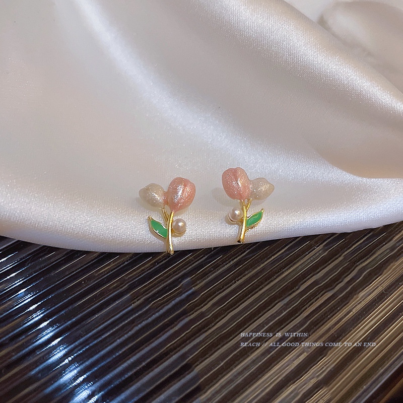 2022 Bông Tai Hình Hoa Tulip Hồng Phong Cách Mới