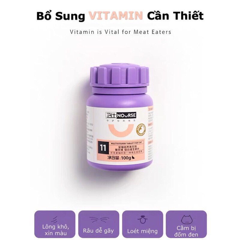 Vitamin cho mèo nourse 11 Bổ lông da tăng sức đề kháng kích thích ăn uống