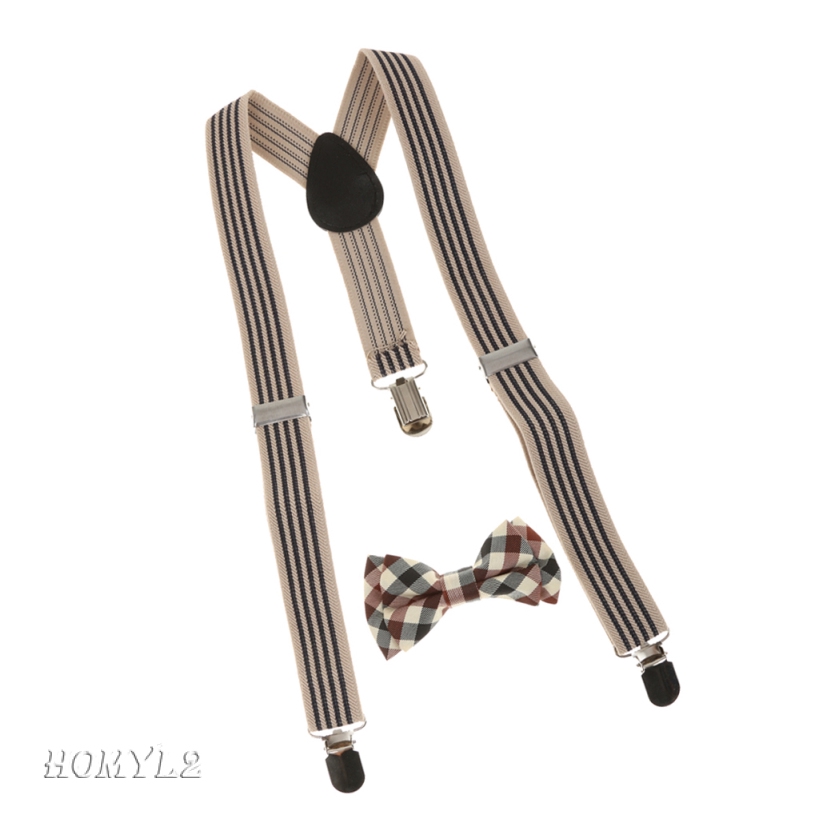 NEW - Suspender Clip-on Braces and Bow Tie Set for Baby Toddler Kid Boy