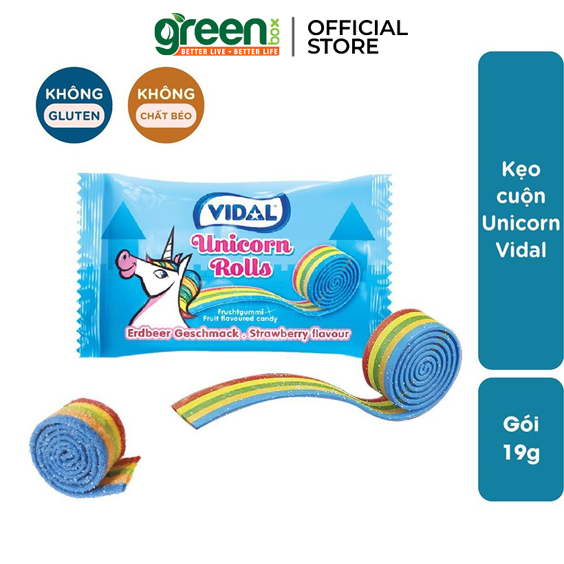 Kẹo cuộn trái cây Belta, dưa hấu, Unicorn Vidal Tây Ban Nha 19g