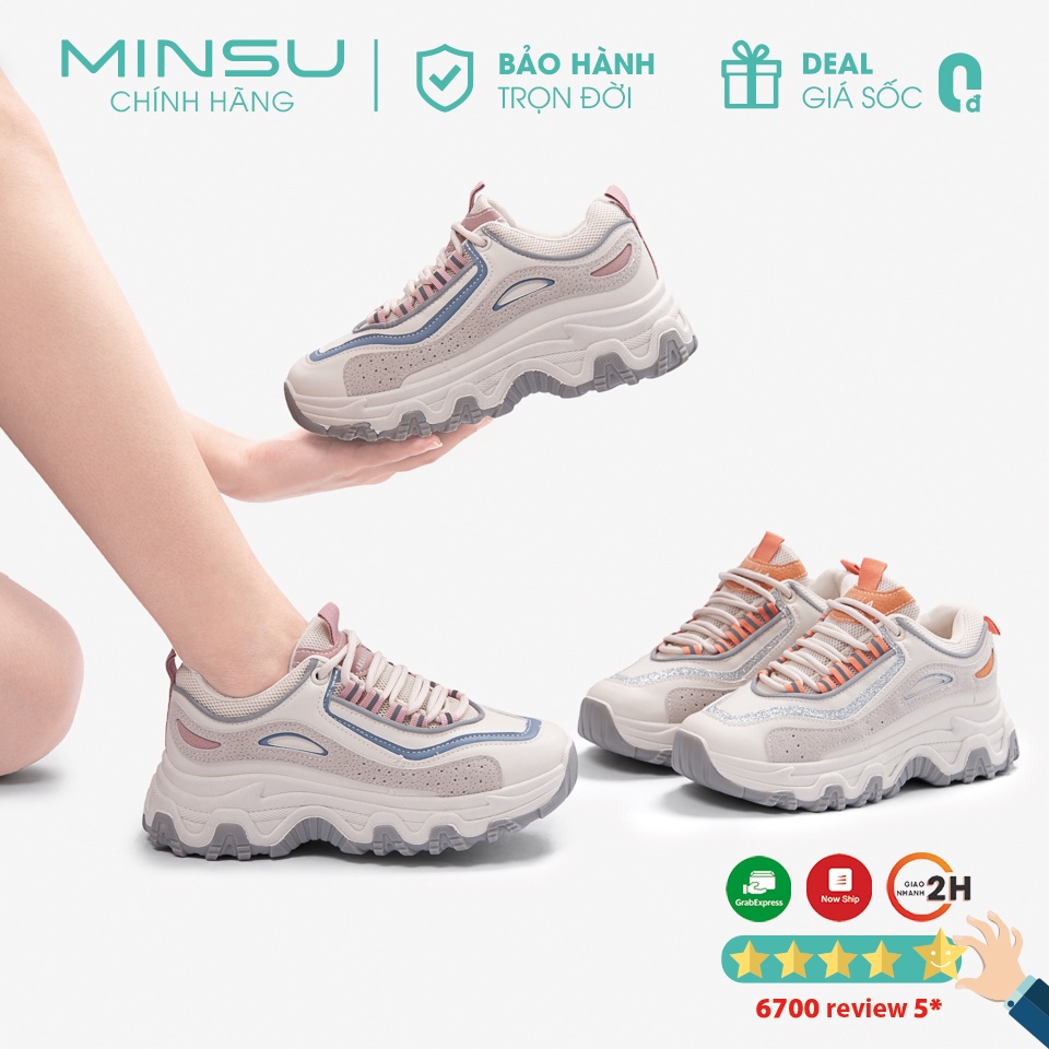 Giày Thể Thao Sneaker Độn Đế Tăng Chiều Cao 5cm MINSU MYIJIA M3805 Phong Cách Bata Đế Độn Hàn Quốc Phù Hợp Đi Chơi, Học