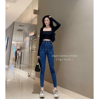 Quần jean nữ lưng cao nữ co dãn ôm dáng chất đẹp