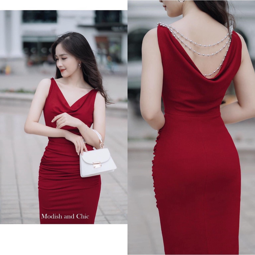 (FREE SHIP) ĐẦM BODY CỔ ĐỔ TÔN DÁNG CỰC HOT DỰ TIỆC SANG CHẢNH HHP