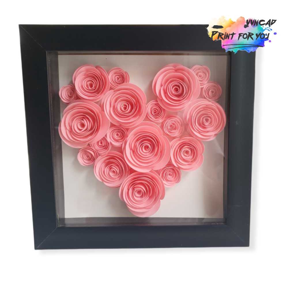 Hộp khung kính hoa giấy mỹ thuật tạo hiệu ứng 3D trang trí- Món quà hoàn hảo cho các cặp đôi, lễ tình nhân, ngày của mẹ