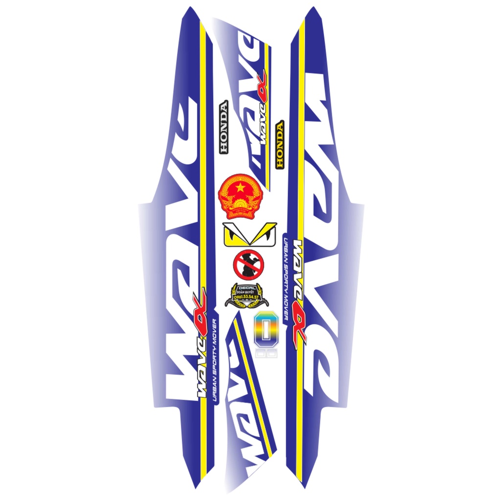 Tem xe wave  MẪU HÓT. ĐỦ MÀU. Dán cho Wave 50cc/100cc/110cc