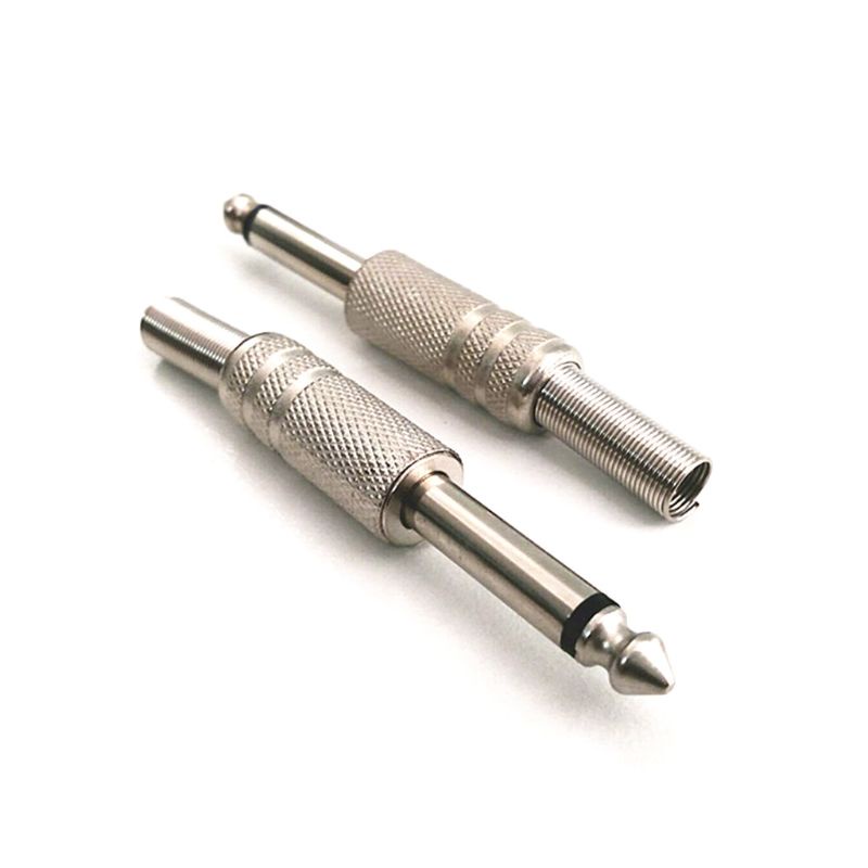 Set 10 Đầu Nối Dây Cáp Mono o Jack 6.35mm 1 / 4 "Bằng Kim Loại