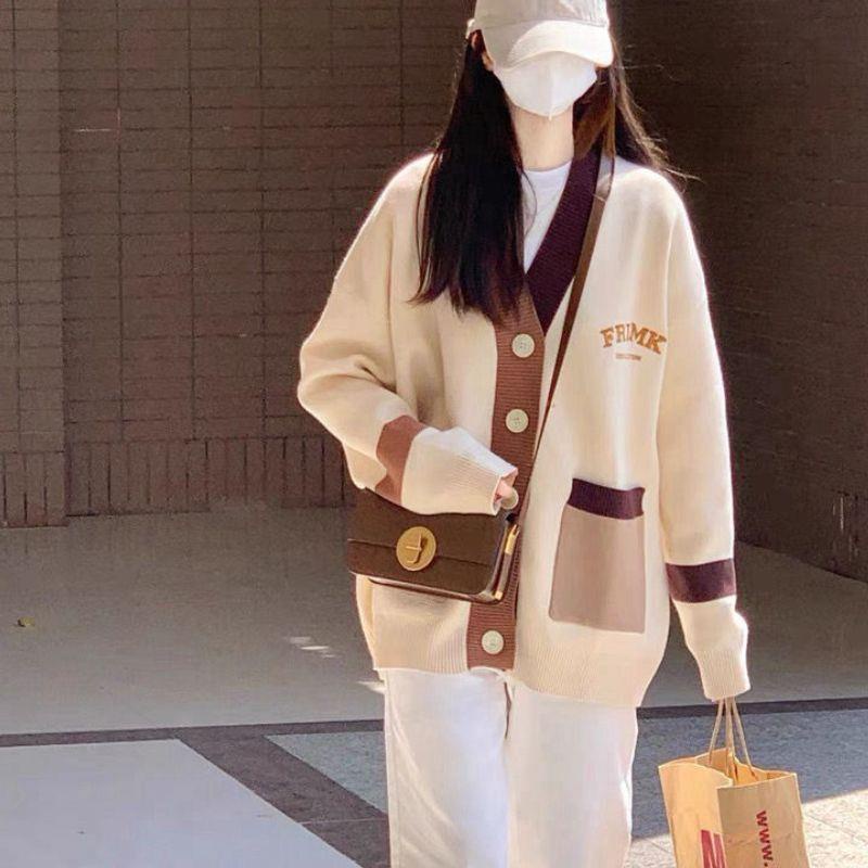 Áo Khoác Len Cardigan FRLMK thêu chữ chất liệu len dệt siêu thời trang, Áo Cardigan Len Hottrend 2022
