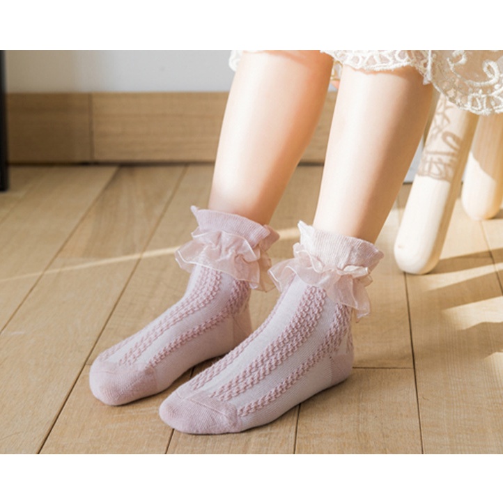 Vớ Công Chúa Phối Ren Màu Trắng Dành Cho Bé Gái Từ 1-15 Tuổi