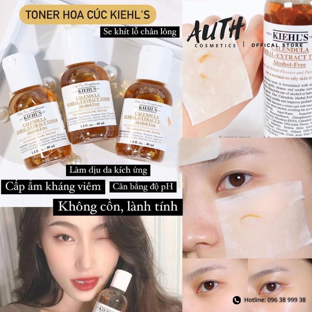 Toner hoa cúc KIEHLS 40ml, Toner cho da dầu mụn nhạy cảm kiềm dầu se khít lỗ chân lông, Nước hoa hồng cân bằng da