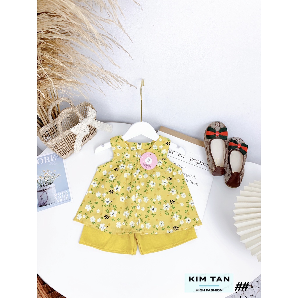 Bộ quần áo Hoa Nhí  ⚡FREESHIP⚡ Chất Thô Đũi Cho Bé Gái Thoải Mái, Thoáng Mát Ngày Hè