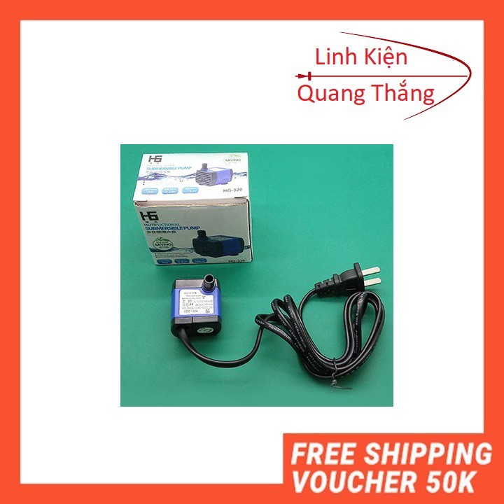 Bơm bể cá hg-345 220V 7W bơm tiểu cảnh, bể cá, điều hòa nước bơm mini - Linhkienqt