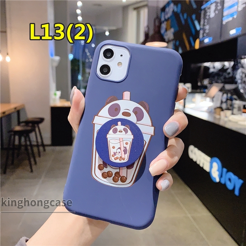 Ốp điện thoại mềm họa tiết ly trà sữa kèm giá đỡ đáng yêu cho IPhone 11 6 7 6S 8 Plus 12 mini 12 pro max X Se 2020 6SPlus 7Plus 6Plus 8Plus XS