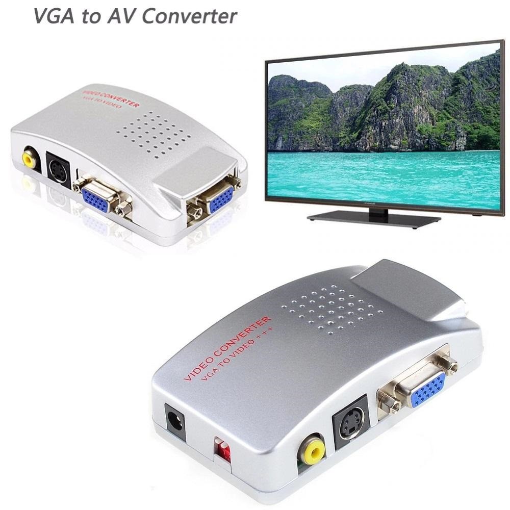 Hộp chuyển đổi tín hiệu từ VGA sang SVIDEO - AV (Trắng)