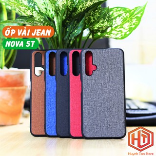 Ốp lưng huawei nova 5t chống vân tay nhựa cứng viền đen giả vải JEAN 1 màu phụ kiện điện thoại huỳnh tân store