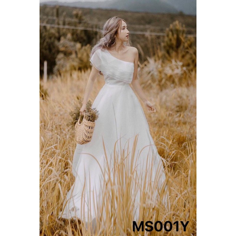 đầm maxi lệch vai bèo