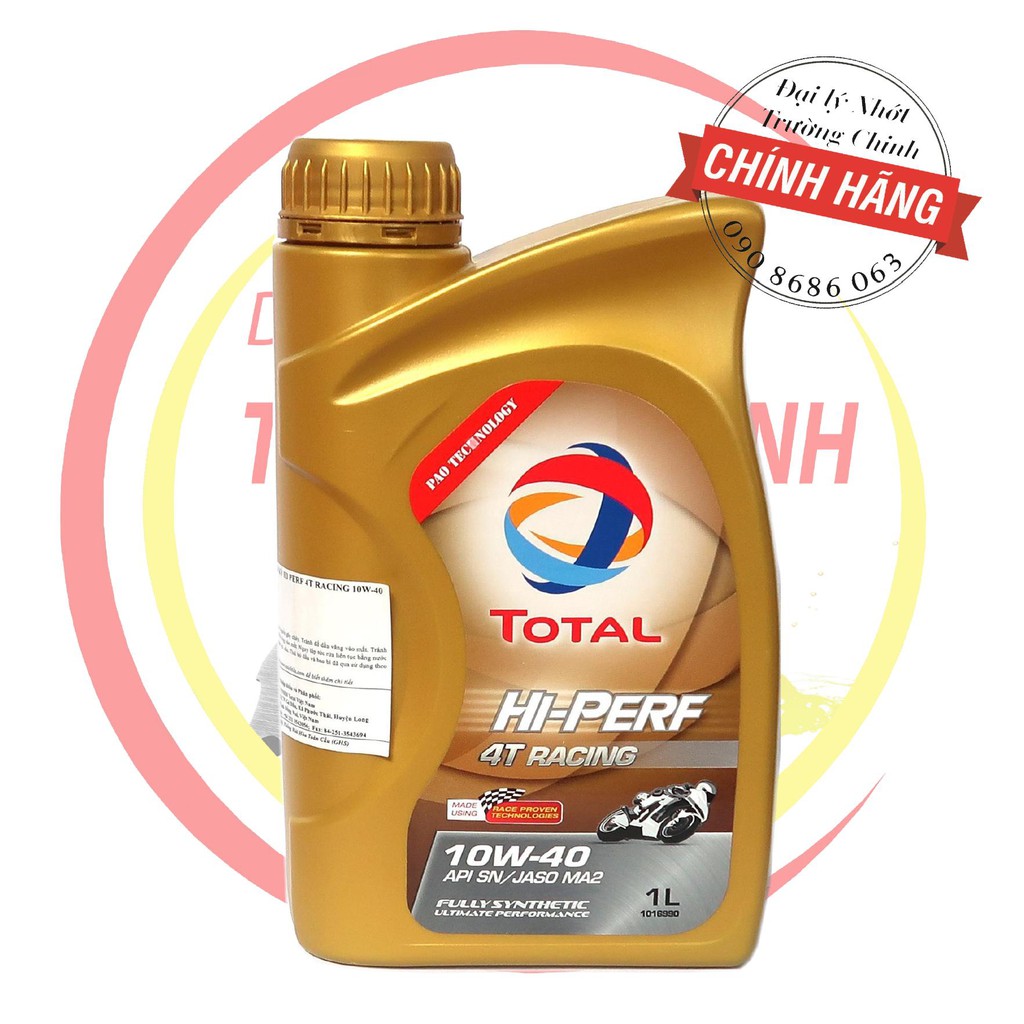 Nhớt Total Hi-Perf 4T Racing 10W40 1L dành cho xe số, tay côn