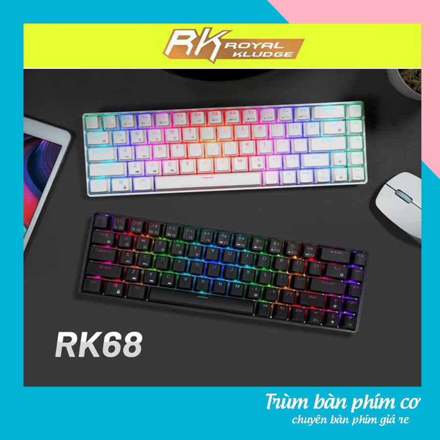 Bàn phím cơ RK68PRO GAMING RGB nhỏ gọn, Led nền RGB cực đẹpBàn phím cơ chơi game Wolf T8 Led RGB 68 phím