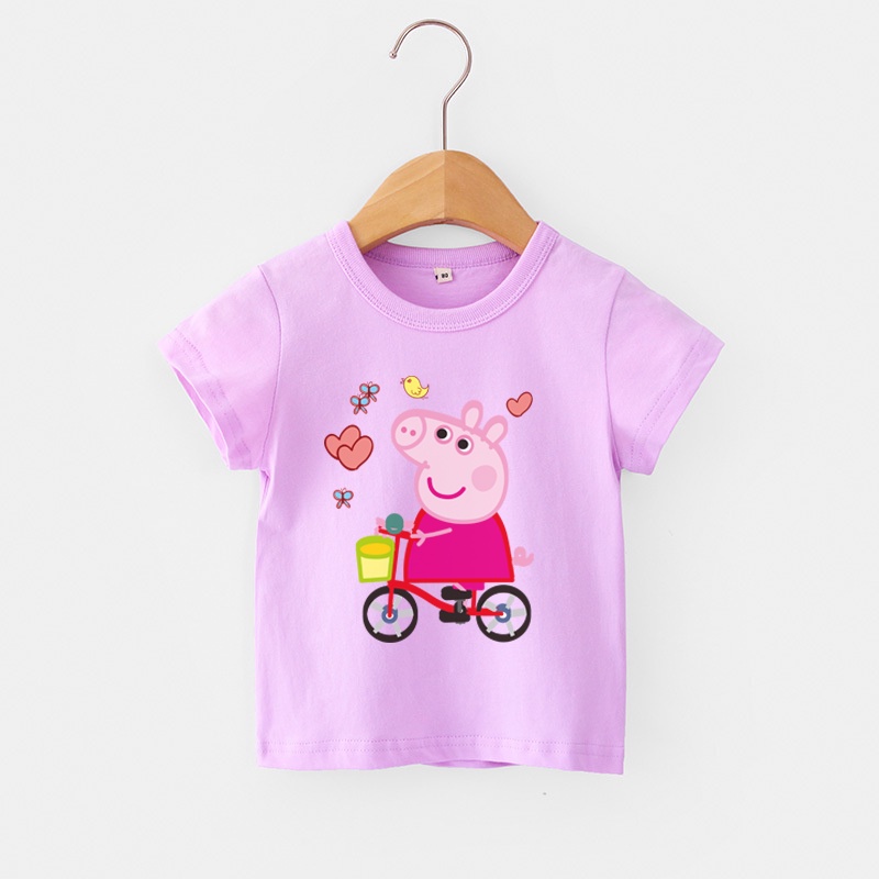 Áo thun chất liệu 100% cotton mềm hoạ tiết hoạt hình heo Peppa dành cho trẻ em 2021