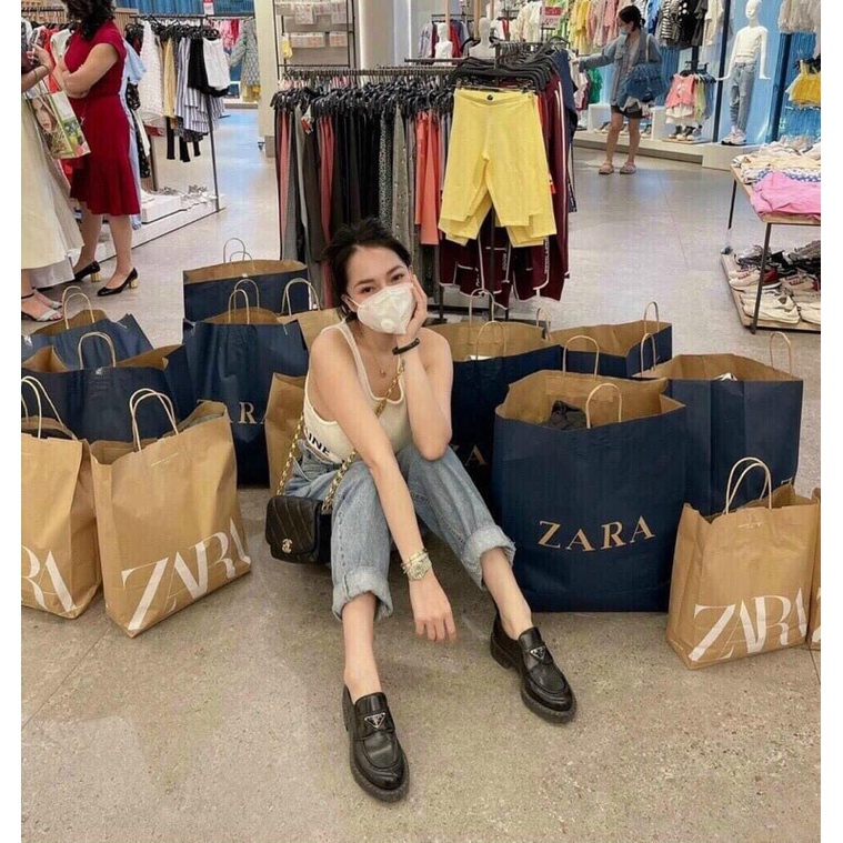 Giày lười pradaa da bóng