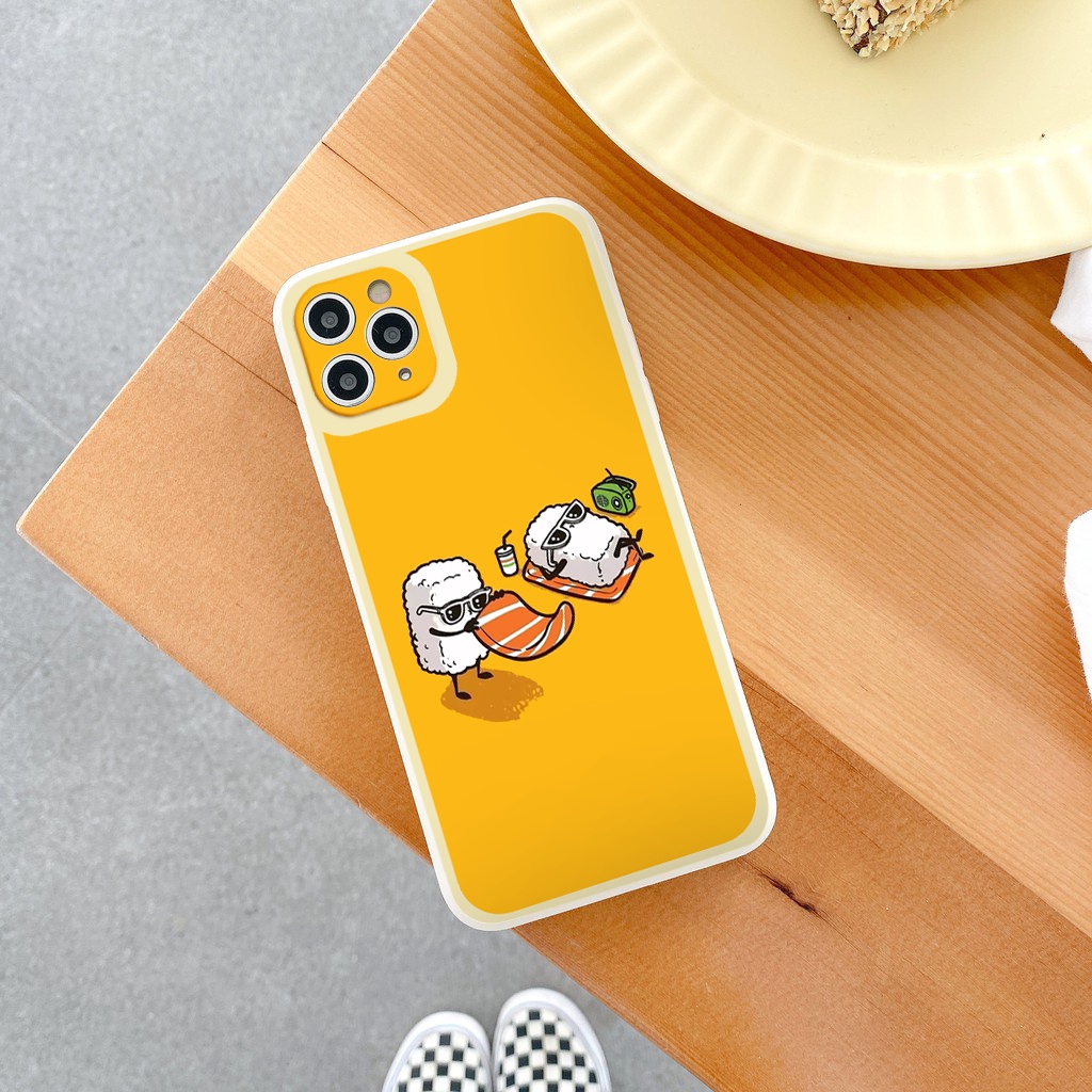 Ốp lưng iphone Sushi vui nhộn cạnh vuông cho iphone 11 7plus 8plus x xsmax 11pro max 12pro 12promax13promax tr1090