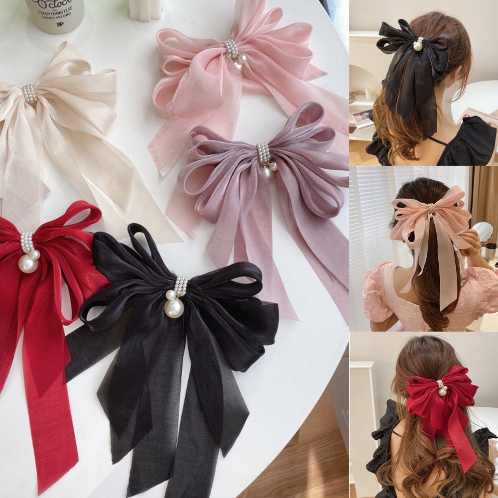 Kẹp Tóc Hình Nơ Ruy Băng Nhiều Lớp Thanh Lịch Cho Nữ
