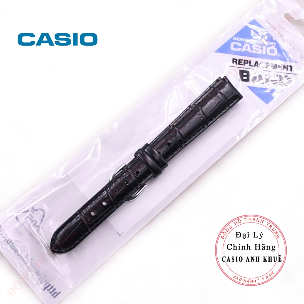 Dây da đồng hồ casio LTP-V001 chính hãng da đen cỡ 14mm