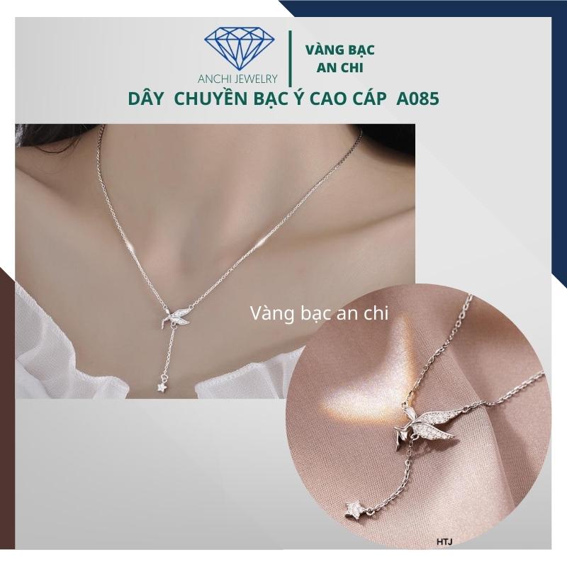 Dây chuyền mặt nơ đính đá, chuẩn bạc ta cao cấp sáng đẹp - Anchi jewelry