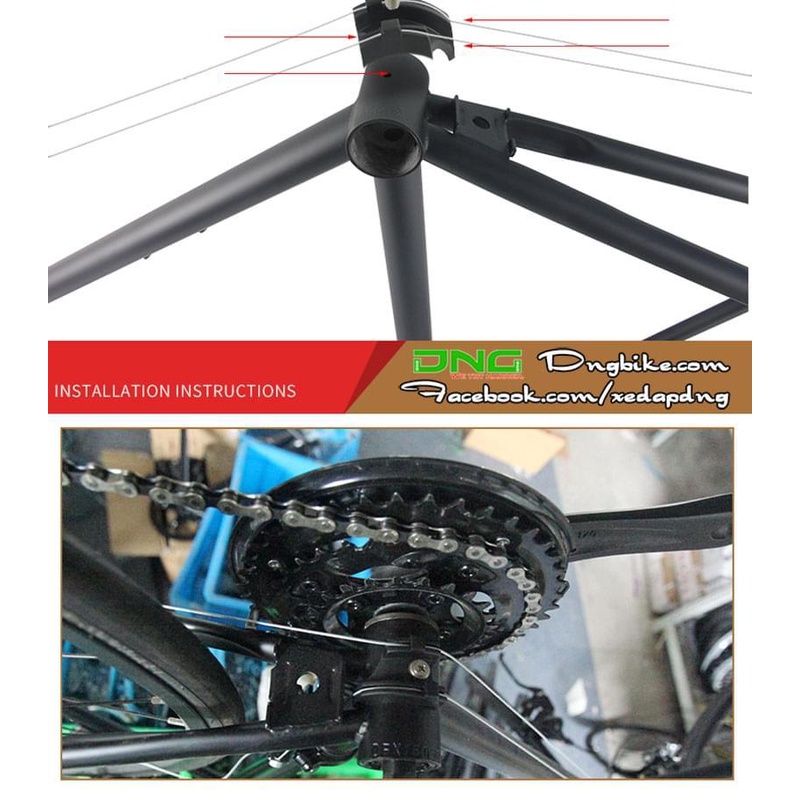 Kẹp chia dây trên khung sườn xe đạp