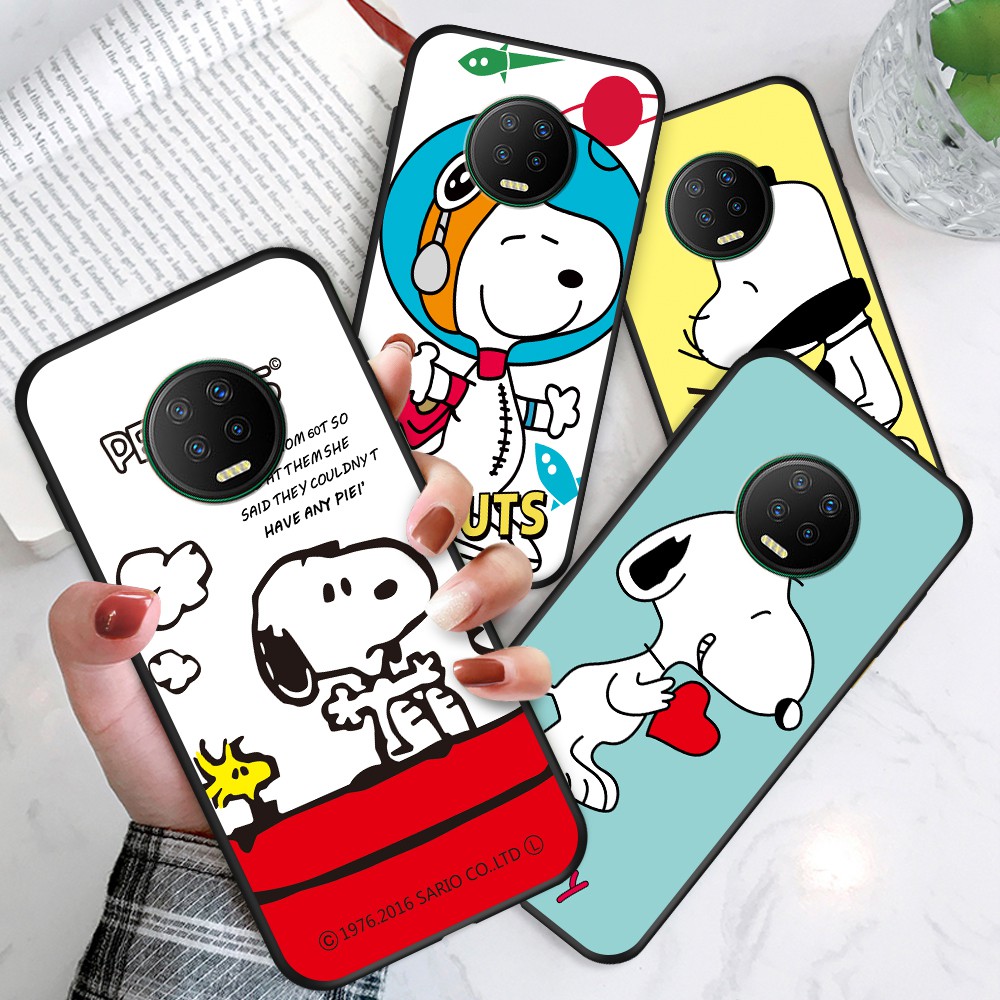Infinix Hot 9 Play Hot 8 Smart 4 S5 Lite S5 Pro NOTE 7 X650 X650C CC7 X652 X653 X690 X680 For Soft Case Silicone Casing TPU Cute Cartoon Snoopy Dog Phone Case Full Cover Simple Macaron Matte Shockproof Back Cases