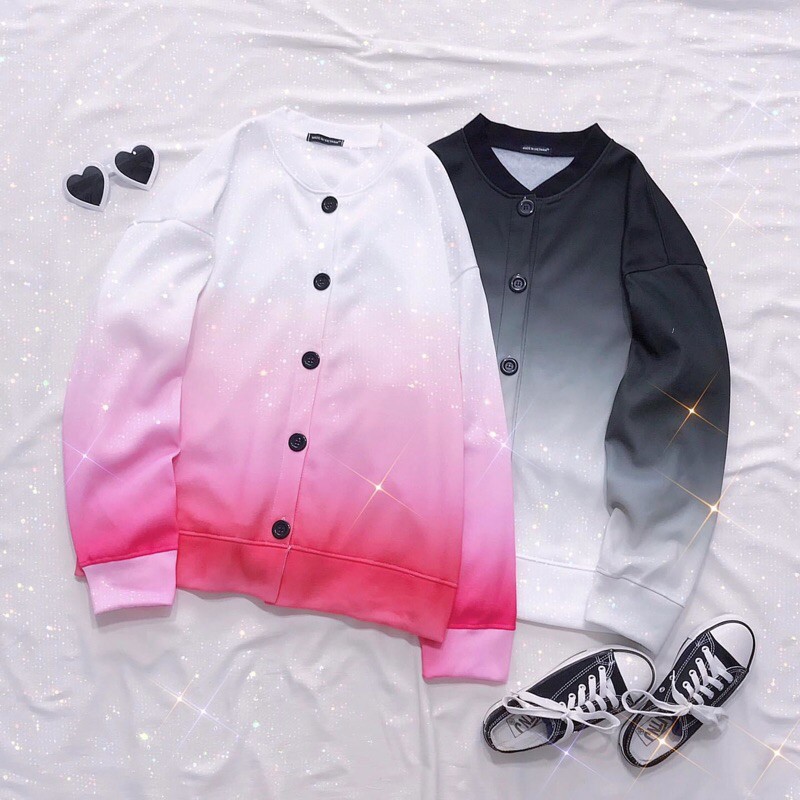 Áo Cardigan Nút Loang Trơn Nỉ Bông Tay Dài Ảnh Thật