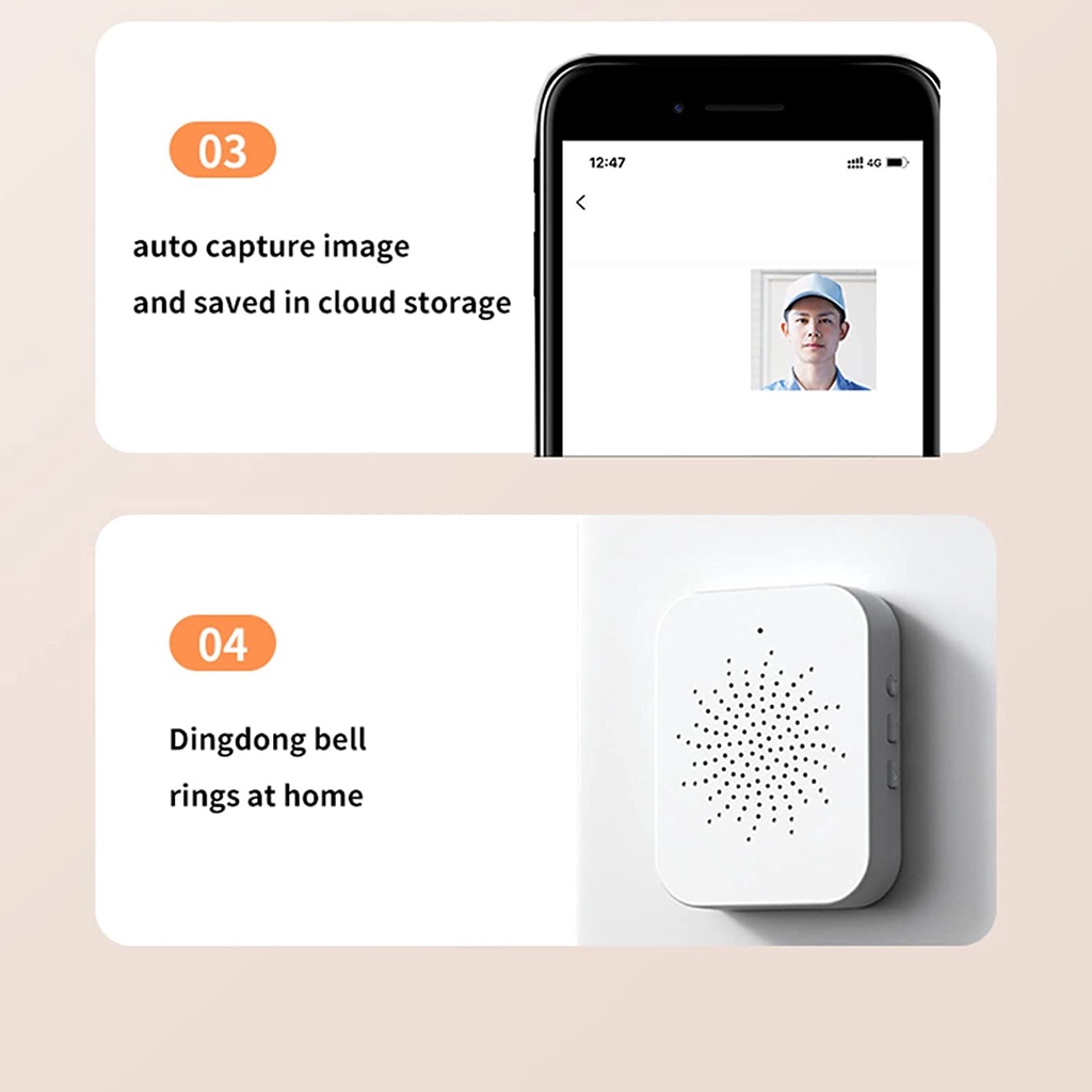 Chuông Cửa WIFI Thông Minh Hd Không Dây Có Thể Sạc Lại Chống Nước 166°Góc Rộng