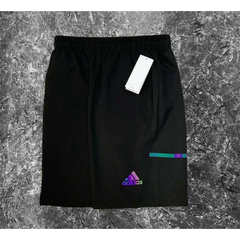 Quần đùi thể thao nam Adidas logo phản quang vải thoáng mát