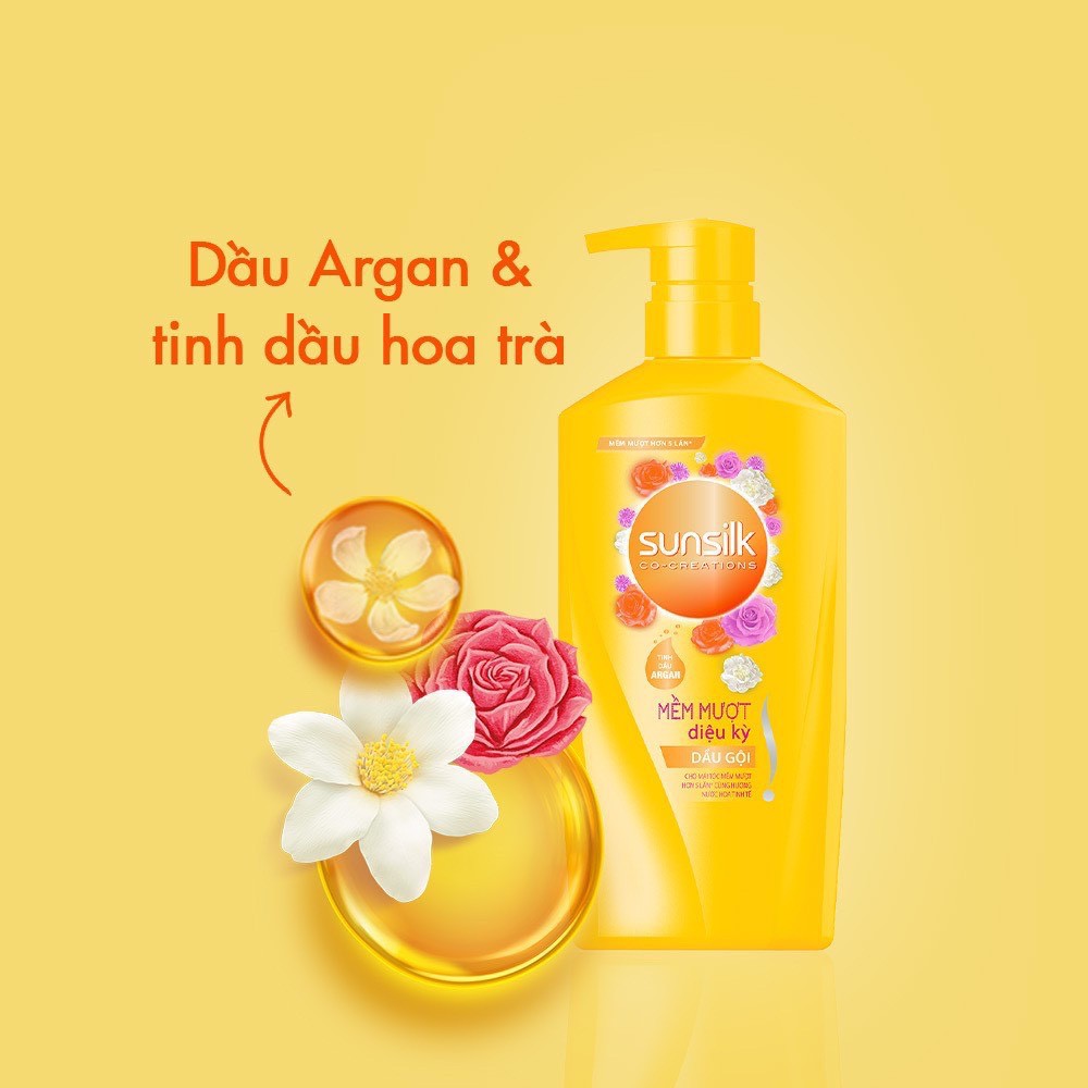 Dầu gội Sunsilk Mềm mượt diệu kỳ (Vàng) Dây 12 gói