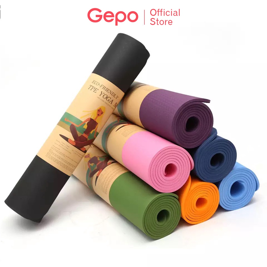 Thảm Tập Yoga Chống Trượt 2 Lớp Dày 6mm Chất Liệu Cao Su Non TPE Cao Cấp YOGA CAT