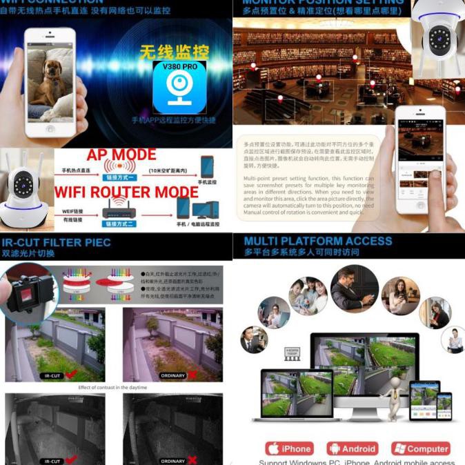 Camera An Ninh Không Dây Kết Nối Wifi V380 Ip Hd 720p Ip P2P - Không Có Memory