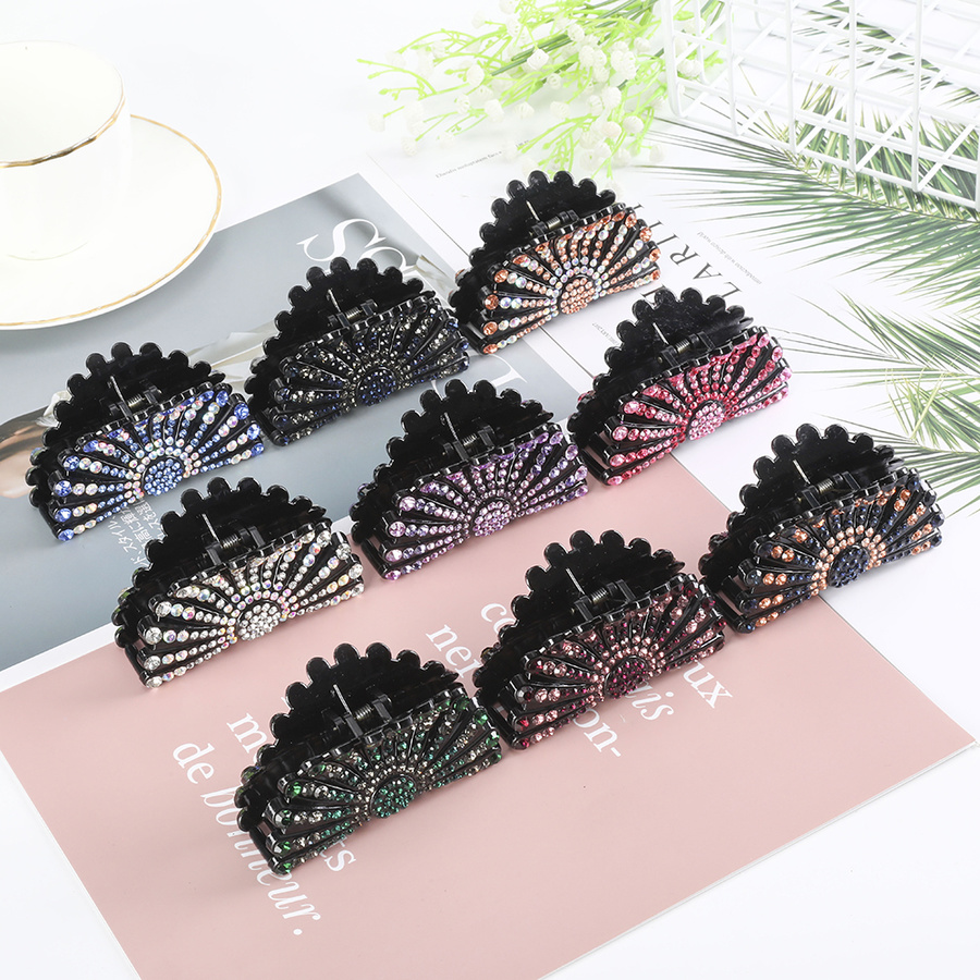 Kẹp tóc HAIMEIKANG thiết kế hình quạt đính kim cương nhân tạo thời trang cho nữ