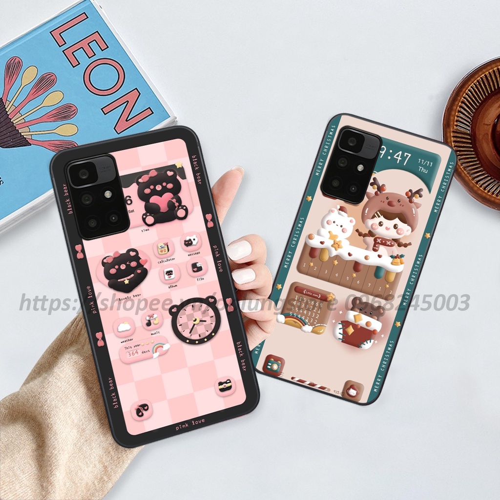 Ốp lưng Xiaomi Redmi 10 in hình 3D gấu,thỏ cute dễ thương