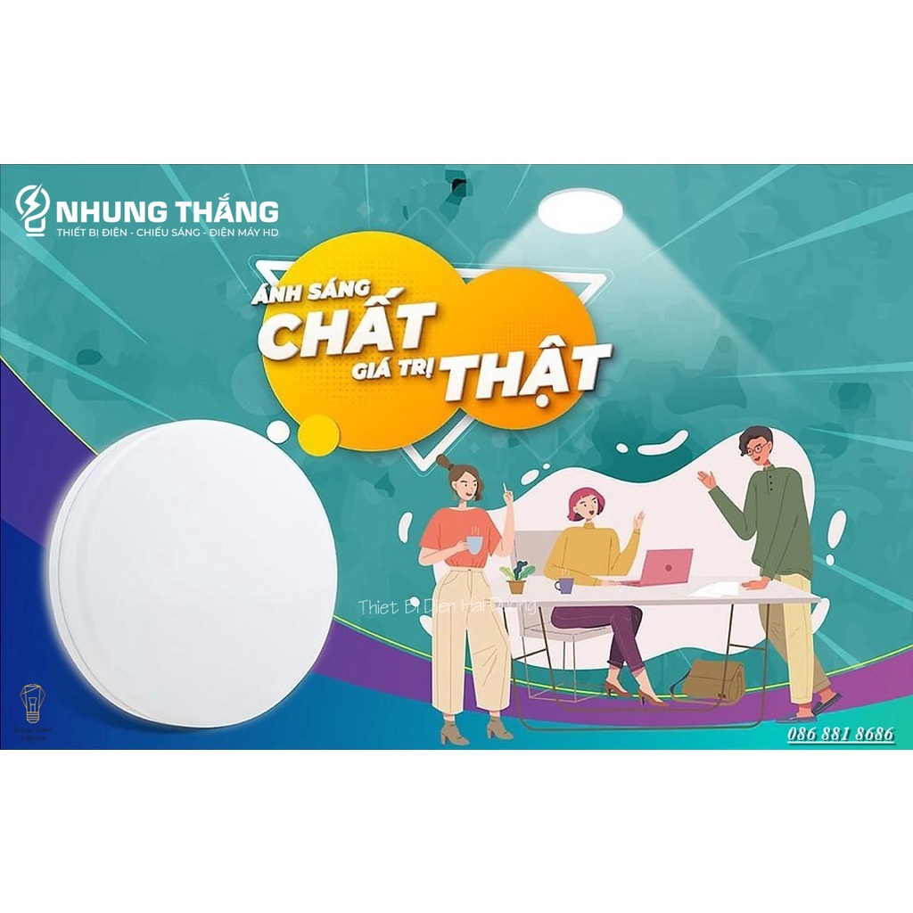 Bộ 3 Đèn LED ốp trần Vuông/Tròn 15w Vô Cực Rạng Đông - Bảo hành 24 tháng