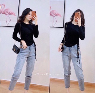 Tuyệt Áo thun trơn rút dây eo chuẩn