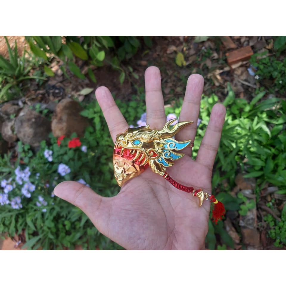 [ Tặng đế ][ 10cm ] Móc khóa hợp kim Rìu đầu rồng mini - Mộng ảo Tây Du - Baystore