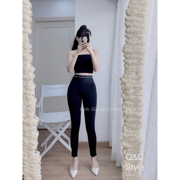 Quần legging cạ chữ bản to nâng mông