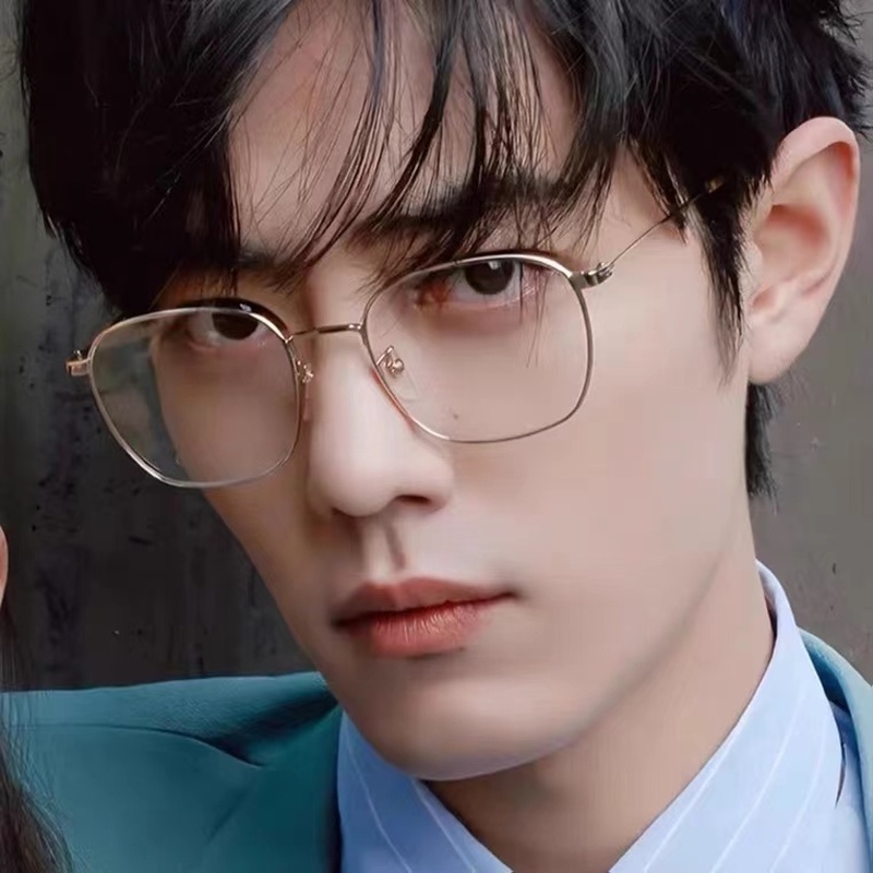 Mắt Kính Gọng Kim Loại Chống Ánh Sáng Xanh Kèm Tròng Kính Thay Thế Thời Trang Hàn Quốc Chất Lượng Cao