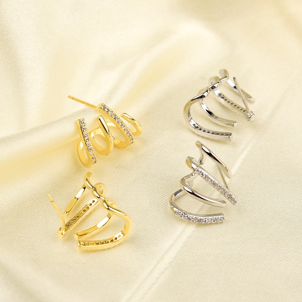 1 Đôi Bông Tai Hình Học Đính Kim Cương Giả Phong Cách Đơn Giản Cổ Điển Thời Trang Dành Cho Nữ