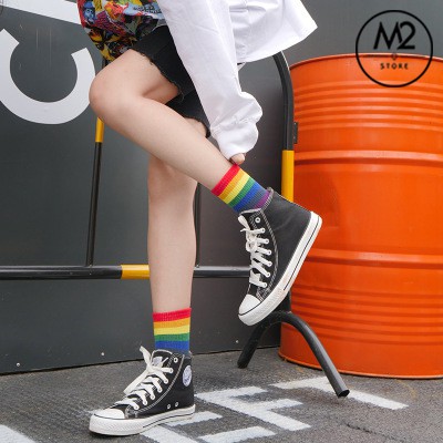 [Hot Trend] Tất Nữ Cổ Cao 7 Sắc Cầu Vồng TNG12