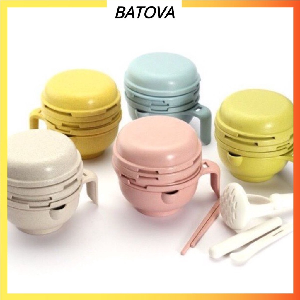 Bộ chế biến đồ ăn dặm 9 dụng cụ cho bé bằng lúa mạch an toàn vệ sinh BATOVA CS12