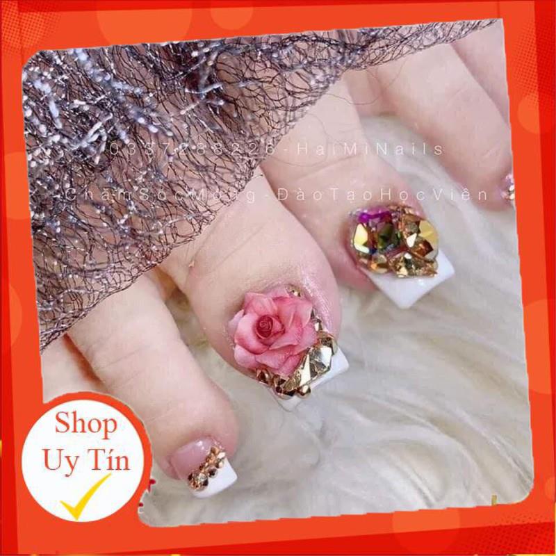 Hoa bột nail gắn móng tay | Hoa hồng nhọn