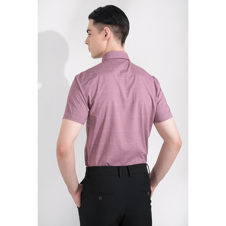 Áo sơ mi nam ngắn tay Biluxury kẻ caro màu hồng trẻ trung form chuẩn thanh lịch dễ kết hợp trang phục 4SMCC002HOG | BigBuy360 - bigbuy360.vn