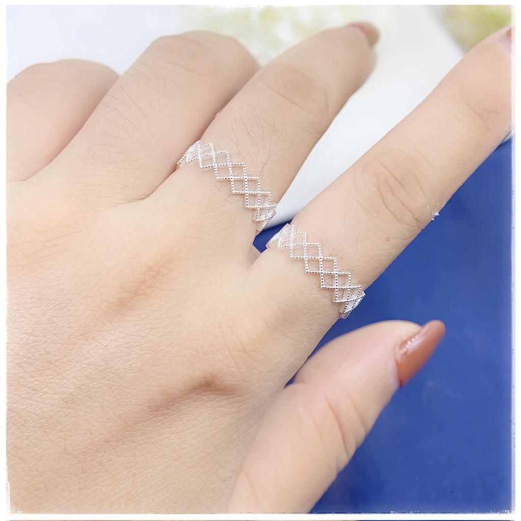 Nhẫn bạc nữ PANSY thiết kế hình lưới trendy - Nhẫn nữ bạc ta cao cấp cá tính